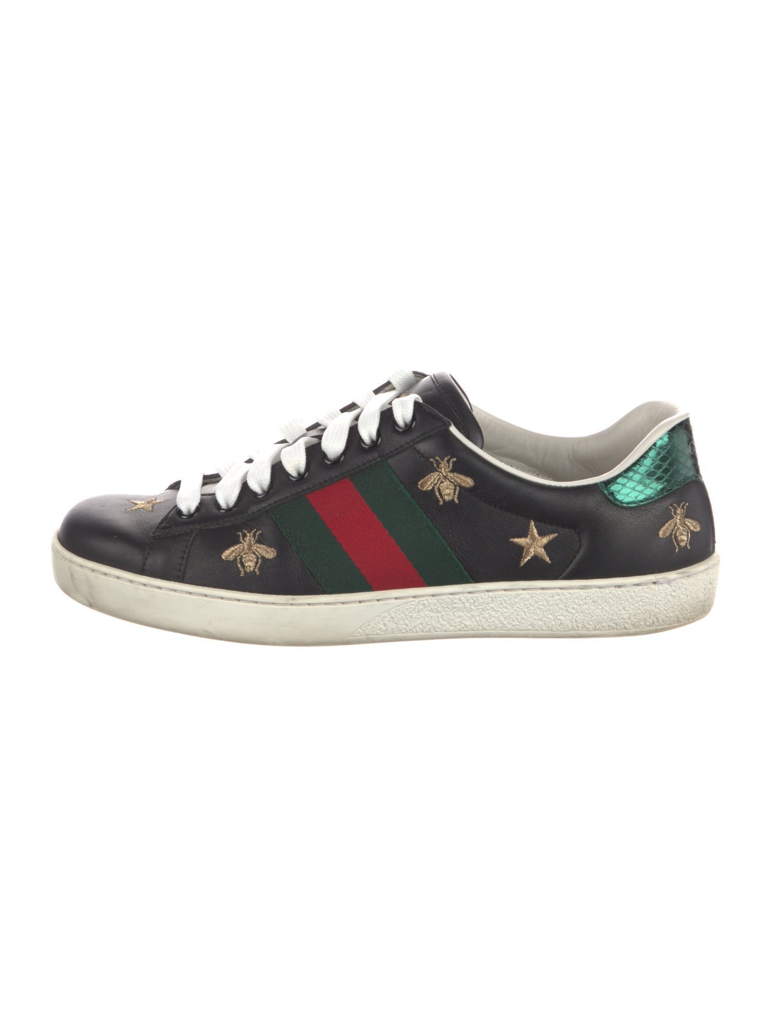 Gucci Web Accent Leather Sneakers